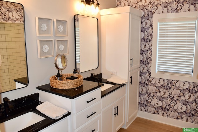 5445 Kestrel Pkwy, Omaha, NE 68022 - bathroom with wood finished floors and vanity