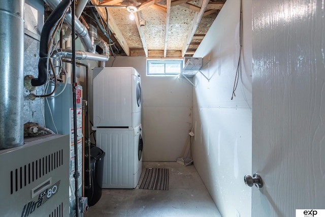 6633 N 115th St, Omaha, NE 68164 - below grade area with stacked washer / drying machine and water heater