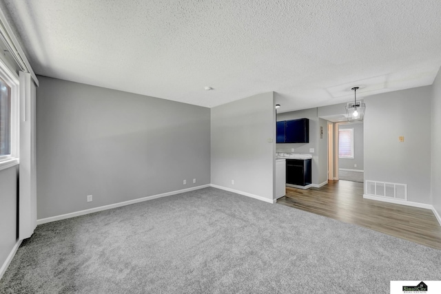 1207 B St, Lincoln, NE 68502 - unfurnished living room with carpet flooring and a textured ceiling