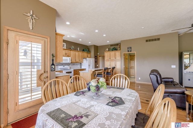 223 N Lakeview Way, Ashland, NE 68003 - dining space featuring light wood-style flooring and recessed lighting