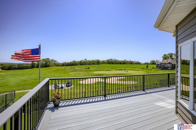 223 N Lakeview Way, Ashland, NE 68003 - wooden deck with golf course view and a lawn