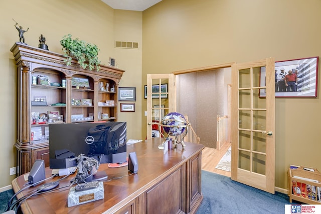 223 N Lakeview Way, Ashland, NE 68003 - carpeted office space featuring french doors and a high ceiling