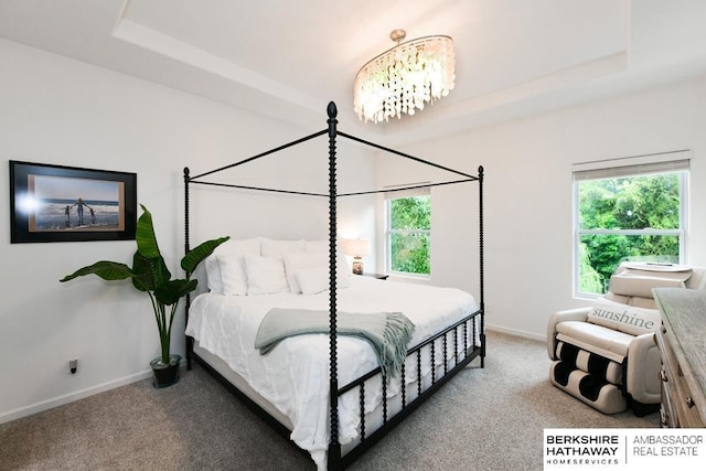 10818 S 109th St, Papillion, NE 68046 - carpeted bedroom with a raised ceiling and a chandelier