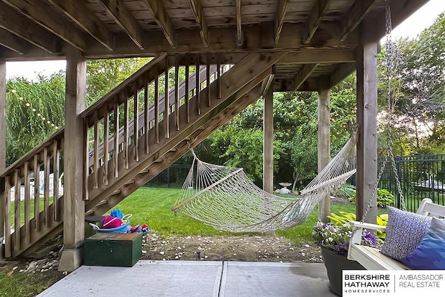 10818 S 109th St, Papillion, NE 68046 - fenced backyard featuring stairway and a patio area