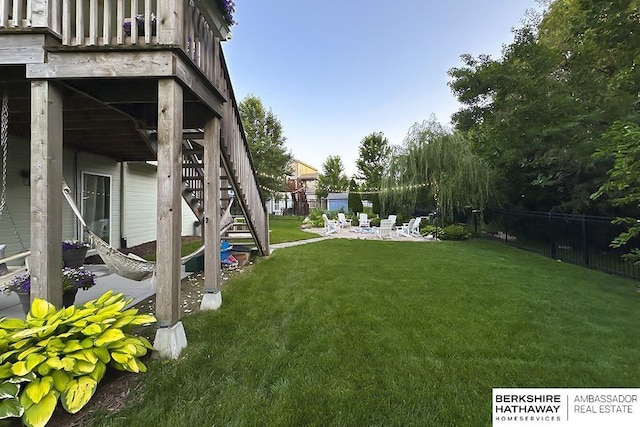 10818 S 109th St, Papillion, NE 68046 - view of yard featuring stairs, a patio area, and a deck