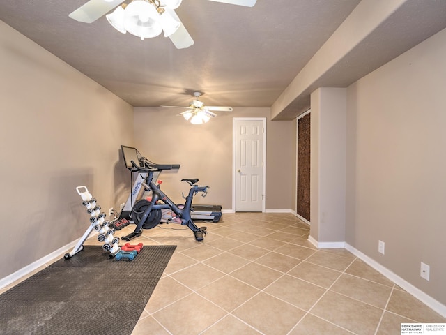 6015 S 163rd Cir, Omaha, NE 68135 - workout area featuring a ceiling fan and light tile patterned flooring