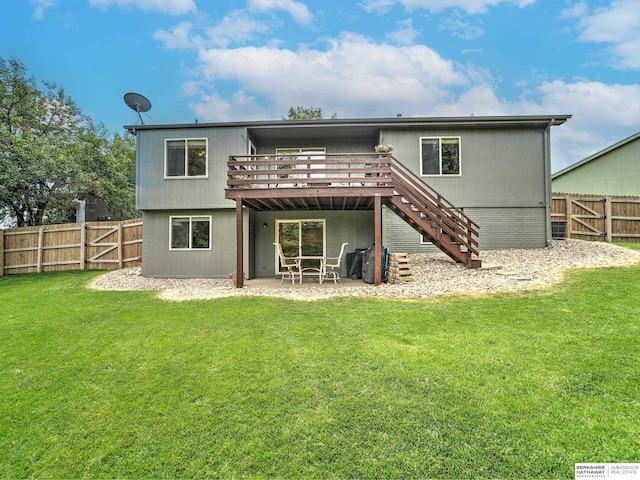 6015 S 163rd Cir, Omaha, NE 68135 - back of property featuring stairway, a deck, a fenced backyard, and a patio area