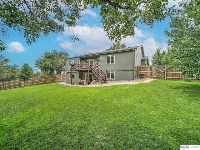 6015 S 163rd Cir, Omaha, NE 68135 - back of house featuring stairway, a deck, and a fenced backyard