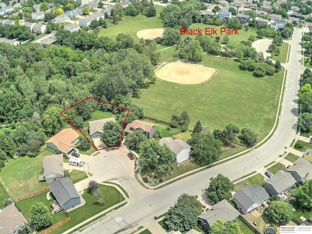 6015 S 163rd Cir, Omaha, NE 68135 - aerial perspective of suburban area with property parcel outlined