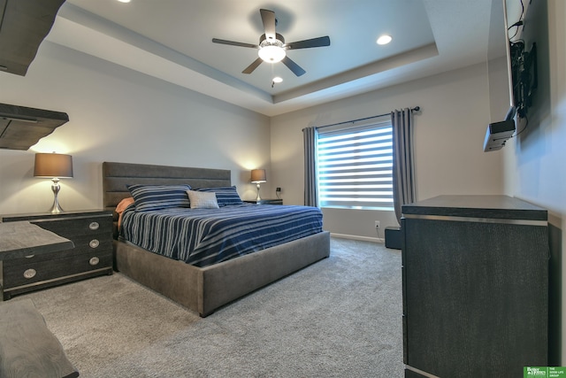 5017 N 209th St, Elkhorn, NE 68022 - carpeted bedroom with recessed lighting, a raised ceiling, and ceiling fan