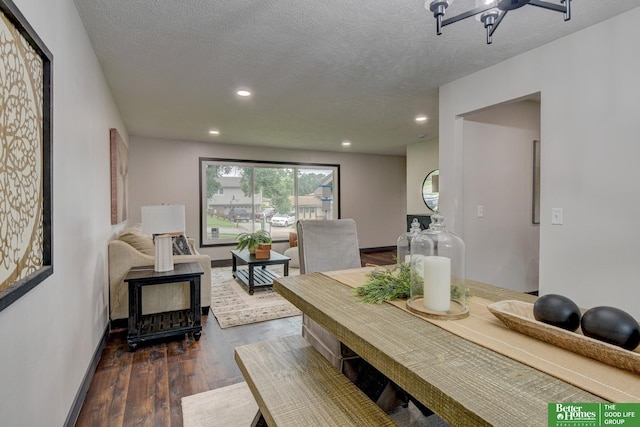 11680 Meredith Ave, Omaha, NE 68164 - dining space with wood finished floors, recessed lighting, and a textured ceiling