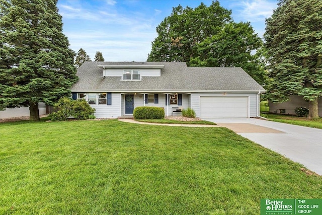12079 Westover Rd, Omaha, NE 68154 - traditional home with a garage, concrete driveway, a front yard, and a shingled roof
