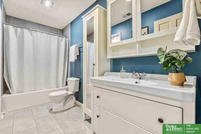 12079 Westover Rd, Omaha, NE 68154 - full bathroom featuring vanity, shower / tub combo with curtain, and tile patterned flooring