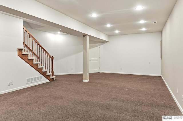 10505 S 179th St, Omaha, NE 68136 - finished below grade area with recessed lighting, carpet floors, and stairway