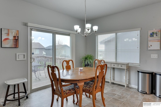 14562 Potter Cir, Bennington, NE 68007 - dining space with a chandelier and baseboards
