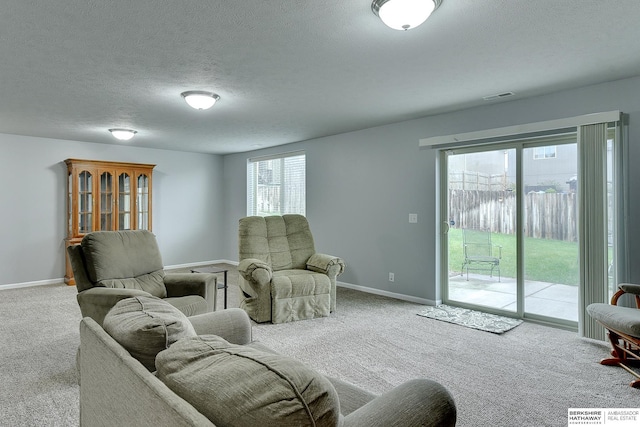 14562 Potter Cir, Bennington, NE 68007 - carpeted living room with a textured ceiling and baseboards