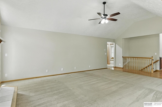 1422 N 155th Ave, Omaha, NE 68154 - unfurnished living room with ceiling fan, light colored carpet, and lofted ceiling