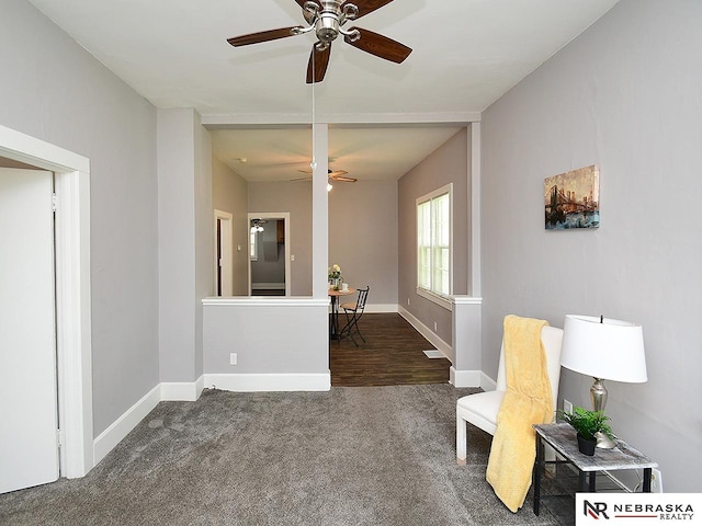 95 S Irving St, Fremont, NE 68025 - living area featuring ceiling fan and carpet flooring