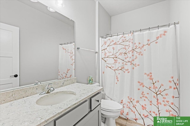 13512 S 55th St, Papillion, NE 68133 - bathroom featuring vanity, curtained shower, and wood finished floors