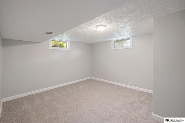 1409 Nelson Ln, Fremont, NE 68025 - basement featuring carpet, plenty of natural light, and a textured ceiling