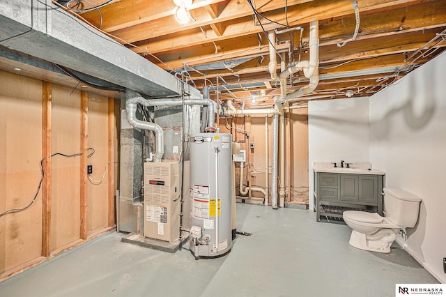 1409 Nelson Ln, Fremont, NE 68025 - unfinished below grade area with gas water heater and heating unit