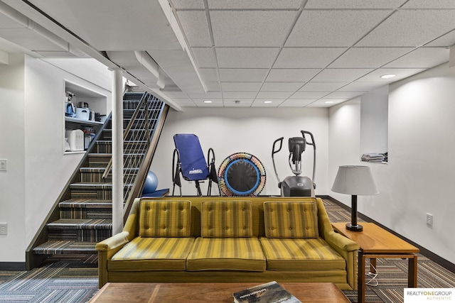 6024 Poppleton Ave, Omaha, NE 68106 - workout area featuring carpet flooring, a drop ceiling, and recessed lighting