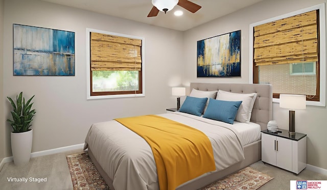 4211 S 36th St, Lincoln, NE 68506 - bedroom with light colored carpet, recessed lighting, and ceiling fan