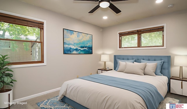 4211 S 36th St, Lincoln, NE 68506 - bedroom with carpet flooring, multiple windows, recessed lighting, and ceiling fan