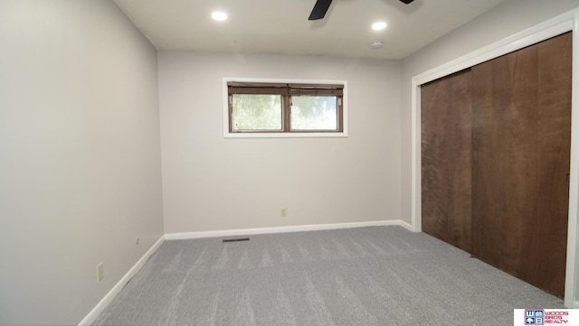 4211 S 36th St, Lincoln, NE 68506 - unfurnished bedroom with carpet, recessed lighting, a closet, and a ceiling fan