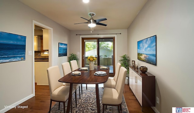 4211 S 36th St, Lincoln, NE 68506 - dining area featuring dark wood-type flooring and a ceiling fan