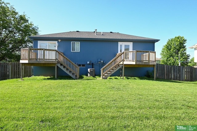 2412 Lewis And Clark Rd, Bellevue, NE 68123 - rear view of house featuring stairway and a deck