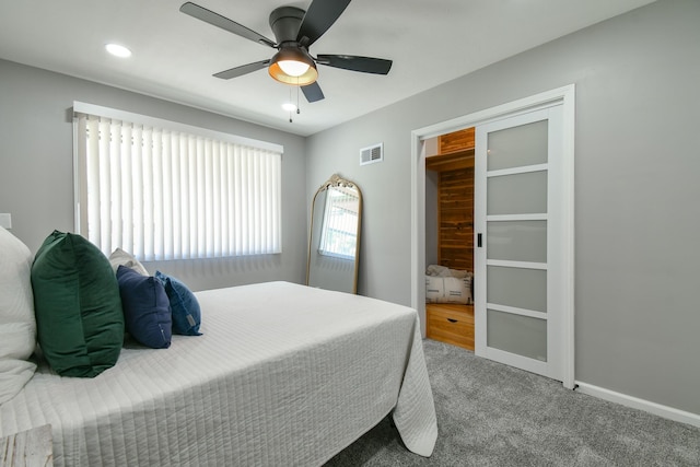 1210 S 44th St, Lincoln, NE 68510 - bedroom featuring carpet floors, ceiling fan, and recessed lighting