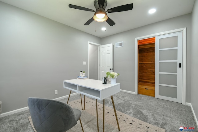 1210 S 44th St, Lincoln, NE 68510 - carpeted office space with a ceiling fan and recessed lighting