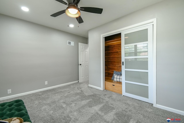 1210 S 44th St, Lincoln, NE 68510 - unfurnished bedroom featuring carpet floors, recessed lighting, and ceiling fan