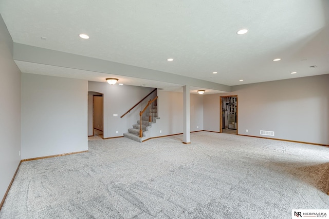 8023 S 193rd St, Gretna, NE 68028 - finished basement featuring stairs, light colored carpet, and recessed lighting