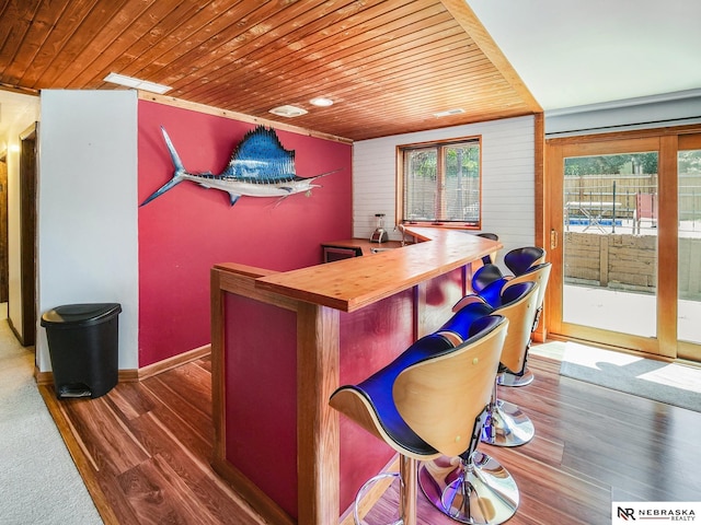 7533 Sherman St, Lincoln, NE 68506 - indoor dry bar featuring wood ceiling and wood finished floors