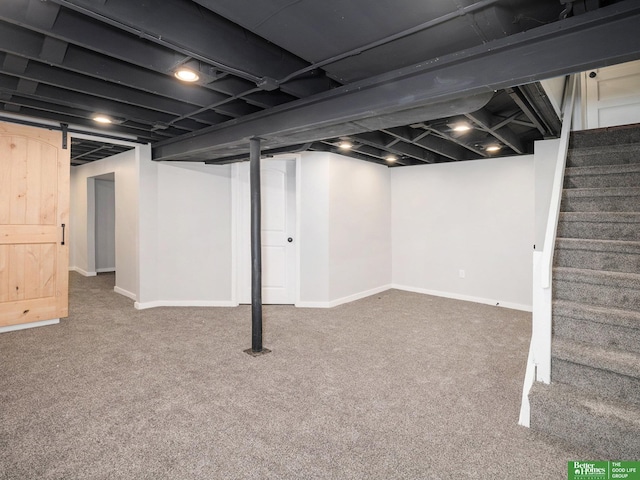 5075 Frances St, Omaha, NE 68106 - finished below grade area with stairway and carpet flooring