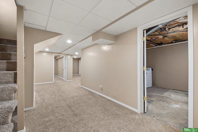 4516 S 33rd St, Omaha, NE 68107 - finished basement featuring stairs, recessed lighting, and carpet