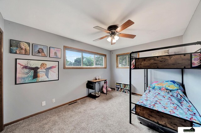 4721 Woodhaven Dr, Lincoln, NE 68516 - bedroom featuring carpet and a ceiling fan