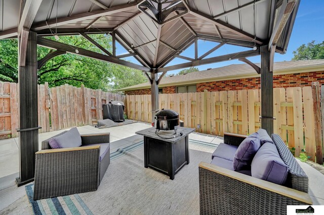 4721 Woodhaven Dr, Lincoln, NE 68516 - view of patio / terrace with an outdoor living space, a gazebo, and grilling area