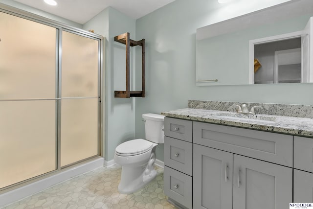 20709 Larimore Ave, Elkhorn, NE 68022 - bathroom with vanity, a stall shower, and tile patterned flooring
