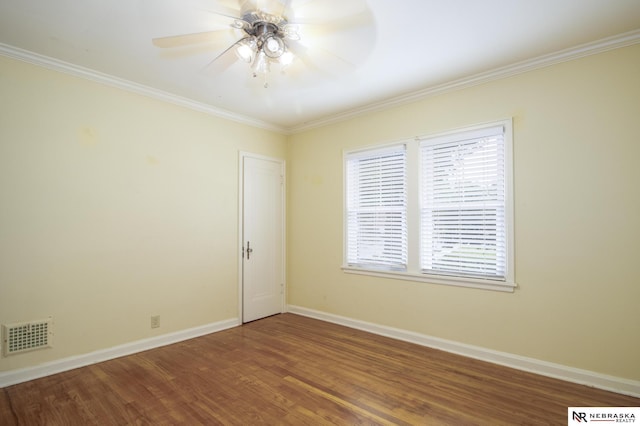 5802 Pacific St, Omaha, NE 68106 - unfurnished room with ornamental molding, wood finished floors, and ceiling fan