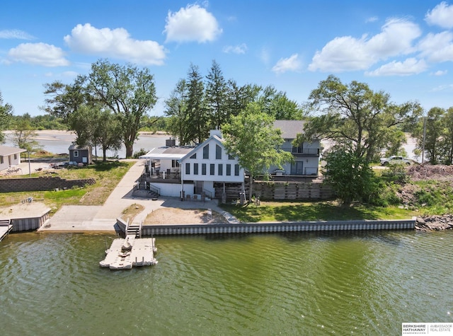 2618 Platte River Dr, Bellevue, NE 68123 - back of house featuring stairs and a deck with water view