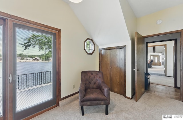 2618 Platte River Dr, Bellevue, NE 68123 - sitting room featuring light colored carpet and lofted ceiling