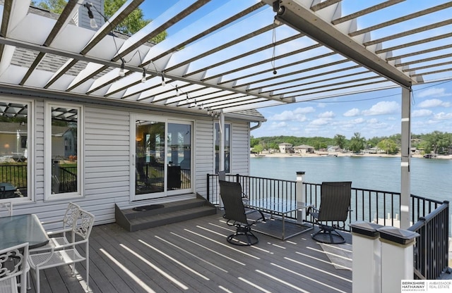 2618 Platte River Dr, Bellevue, NE 68123 - deck with a pergola and a water view