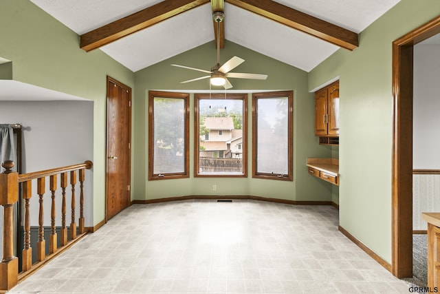 3728 Schuemann Dr, Bellevue, NE 68123 - unfurnished dining area featuring a ceiling fan and baseboards