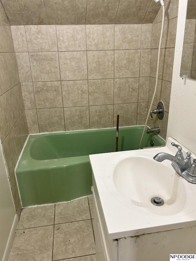 2932 N 50th St, Lincoln, NE 68504 - bathroom with vanity, tub / shower combination, and tile patterned floors