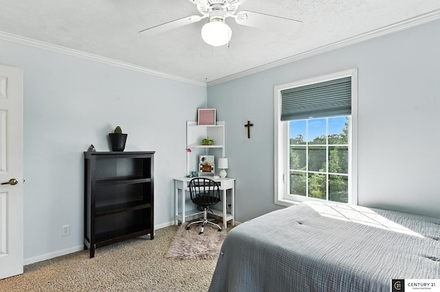 4806 Steavenson Loop, Blair, NE 68008 - bedroom with crown molding, carpet floors, an office area, and ceiling fan