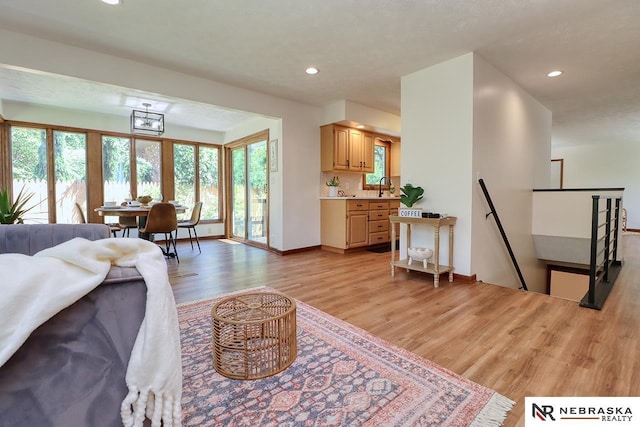 506 Rockhurst Dr, Lincoln, NE 68510 - living area featuring light wood finished floors and recessed lighting
