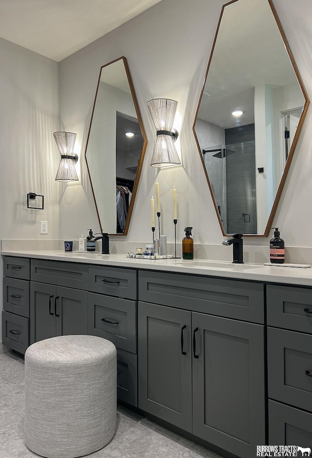 8150 S 185th St, Omaha, NE 68136 - full bathroom featuring double vanity and a shower stall